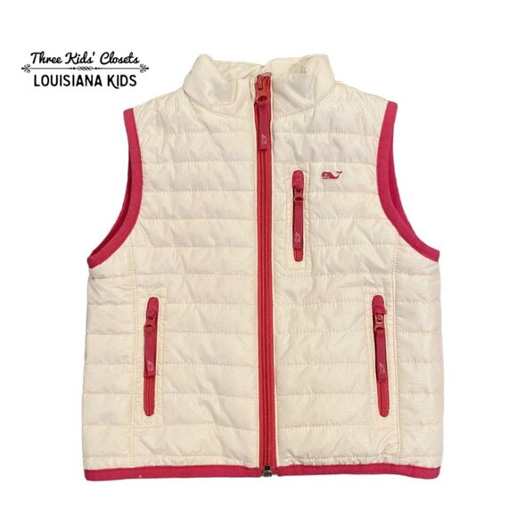 Vineyard Vines 2T Pink & White Puffer Vest Jacket